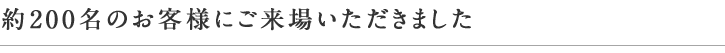 約200名のお客様にご来場いただきました